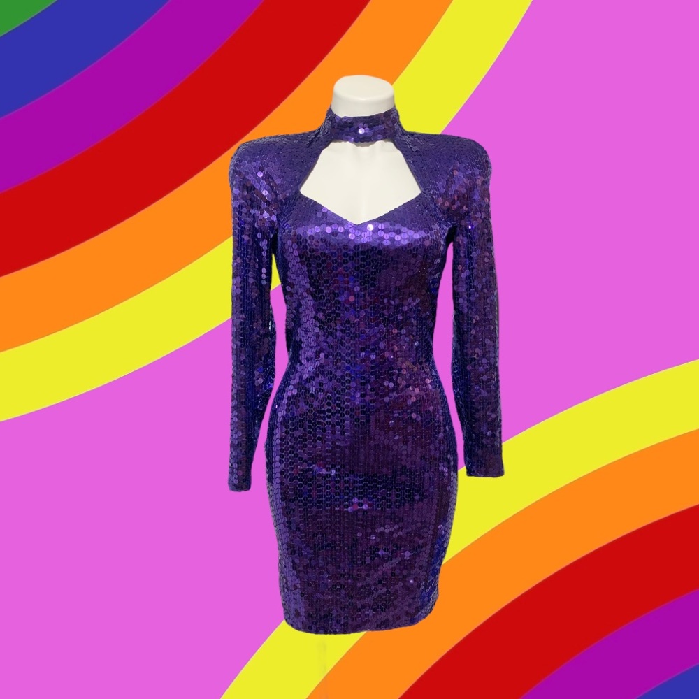 NiteLine vintage purple sequins dress